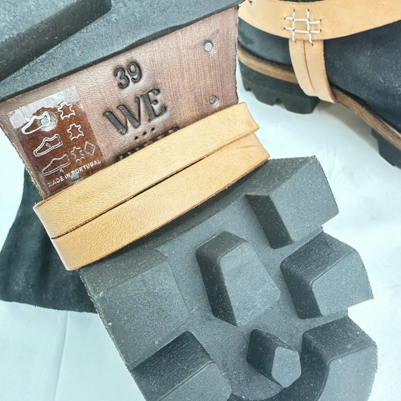 We The Free People Reya Women's Black Leather Harness Ankle Boots Sz 9-9.5 - Picture 2 of 16